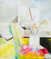 Senza titolo by Augusto Perez, Mixed media on paper applied on board, offered Nov 2025
