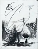 Markus Lüpertz, Senza titolo (Natura morta), 1990, Charcoal and ink on cardboard