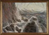Carlo Montarsolo, Marina all'alba (Ricordo di Manarola), 1984, Oil on canvas