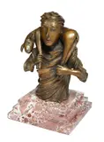 Remo Brindisi, Il buon pastore, 1986, Statuary bronze on marble base