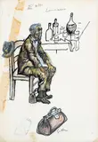 Renato Guttuso, Bozzetto per il 'Sindaco del Rione Sanità', Mixed media on paper