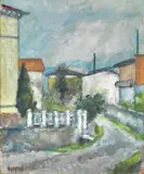 Ardengo Soffici, Giornata piovosa, 1963, Oil on canvas board