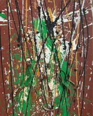 Untitled by Arman, 2001, Miniature cut guitar and acrylic painting on canvas, offered Nov 2025