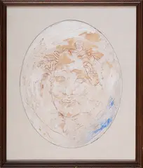 Ovale dipinto by Omar Galliani, Mixed media on canvas board, offered Nov 2025