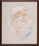 Omar Galliani, Ovale dipinto, Mixed media on canvas board