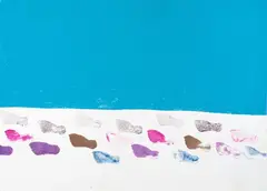 Orme sulla spiaggia by Francesco Lo Savio, 1960, Tempera on paper, offered Nov 2025