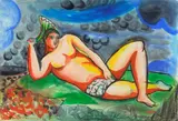 Sandro Chia, Senza titolo, Mixed media on cardboard applied on panel