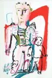 Sandro Chia, Senza titolo (Figure), 1989, Mixed media on paper applied on canvas