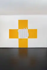 Daniel Buren, Oggi, qui - E3, work in situ, 2008, Paint on plexiglass and painted wall