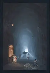 Gioacchino La Pira, Inside the Posillipo Cave, gouache on paper