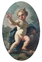 Francesco Solimena, Salvator mundi, oil on panel within a contemporary carved and gilded wooden frame
