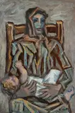 Emilio Notte, Senza titolo (Maternità), Oil on plywood