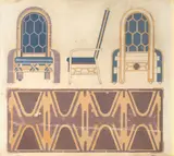 Fortunato Depero, Progetto per poltrona e piano tavolo della presidenza per la Sala del Consiglio Provinciale di Trento
