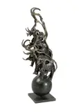 Arman, Untitled, 1999, Sliced bronze elephant on a spherical base