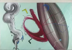 Sergio Dangelo, La grande chutel, Tempera and mixed media on canvas