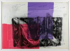 Waterfall variation by Nathalie Djurberg, 2015, Screen printing on Hahnemühle paper and collage, offered May 2025