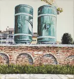 Andrea Di Marco, Silos (Due torri), 2005, Oil on canvas