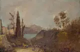 Federico Maldarelli, Paesaggio con figure, oil on canvas