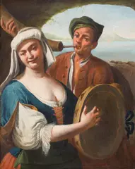 Saverio della Gatta, Concertino in una Grotta di Posillipo, oil on canvas