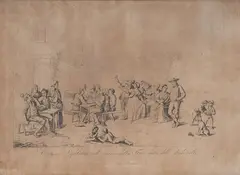 Pietro Fabris, a) Neapolitan costume on the return from the architect's party; b) Sticky. Brawl between women in Naples on the Chiaia Riviera, pair of engravings on paper