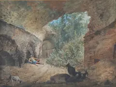 Pietro Fabris, Ambulatory of the Flavian Amphitheatre, Gouache on paper