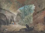 Pietro Fabris, Ambulatory of the Flavian Amphitheatre, Gouache on paper