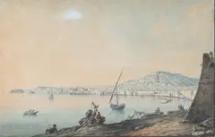 Saverio della Gatta, Naples from Portici, gouache on paper
