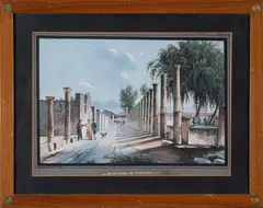 Gustavo Scoppa, Caserma dei gladiatori, Gouache on paper