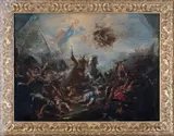 Giacomo del Pò, San Domenico di Gesù Maria nella battaglia di Praga contro i protestanti,1708, oil on canvas