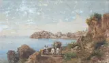 Giovanni Giordano Lanza, Veduta di Pozzuoli, watercolour on paper