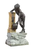 Alfonse Van Beurden, Ragazzo alla fontana, Bronze sculpture