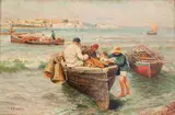 Attilio Pratella, Pescatori, oil on canvas