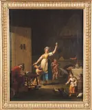 Pietro Fabris, a) La bottega del ciabattino b) Interno di una casa, coppia di oli on canvas