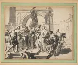 Giovanni Antonio Pellegrini, Scena di matrimonio, mixed media on paper