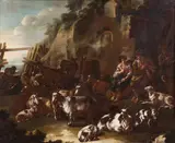 Domenico Brandi, Paesaggio con figure ed armenti, 1733, oil on canvas