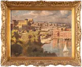 Francesco Galante, Antica Darsena, oil on panel