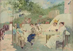 Francesco Cangiullo, Scena conviviale, oil on canvas