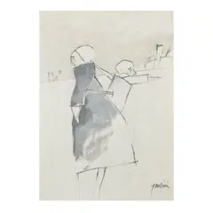 Emilio Tadini, "Two Characters", mixed media on paper
