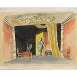 Alfredo Furiga, "Scenografia settecentesca atto I e IV", ink and tempera on canvas paper