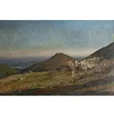 Giuseppe Solenghi, "Landscape with peasant woman", oil on canvas