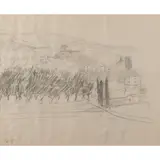 Edita Broglio, "Tuscan landscape", 1947, pencil on paper
