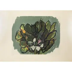 Ennio Morlotti, "Still life", color lithograph