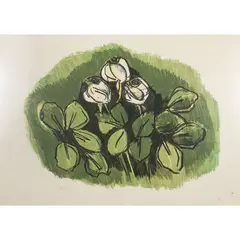 Ennio Morlotti, "Still life", color lithograph