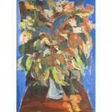 Saverio Terruso, "Chair and Flowers", 1972, oil on canvas