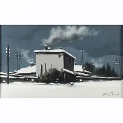 "Snowy Landscape" by Enotrio Pugliese, oil on canvas, offered Jun 2026