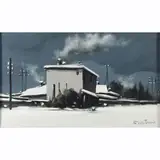Enotrio Pugliese, "Snowy Landscape", oil on canvas