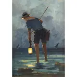 Renato Natali, "Night with fisherman", oil on panel