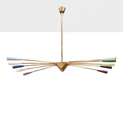 Oscar Torlasco, Prod. Lumi, brass and painted metal suspension lamp