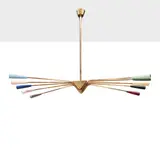 Oscar Torlasco, Prod. Lumi, brass and painted metal suspension lamp