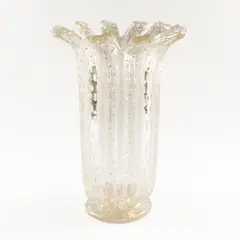 Ercole Barovier, Prod. Barovier&Toso, transparent glass and gold leaf vase